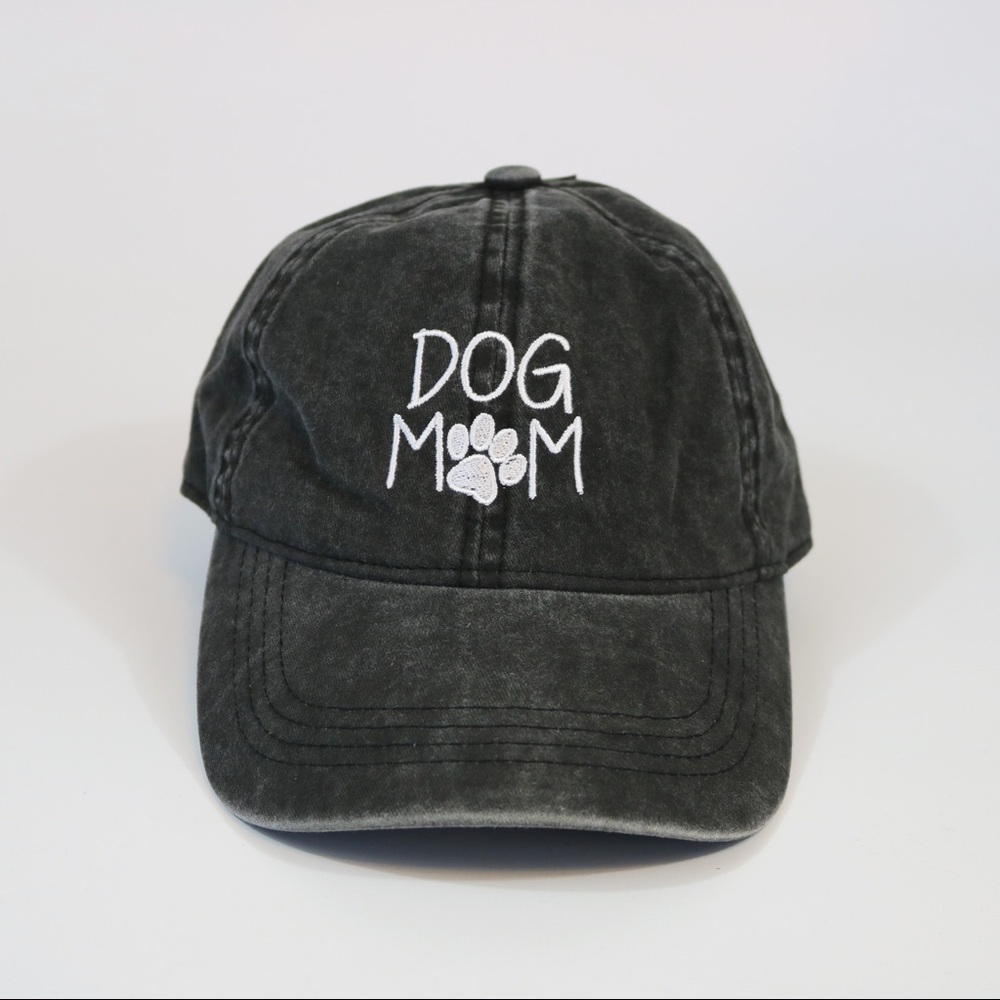 DOG MOM Faded Black Baseball Cap - Picture 1 of 4